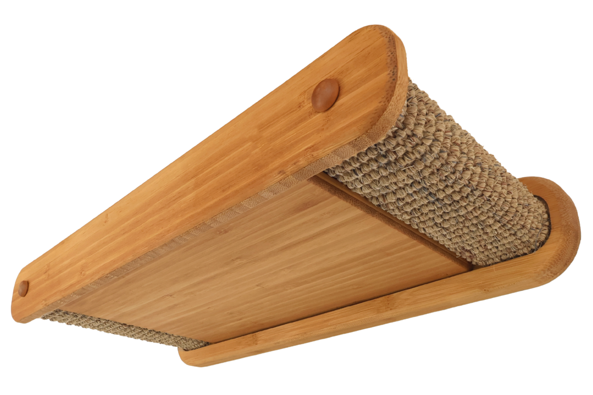 Cat shelf and scratcher with bamboo and durable sisal.
